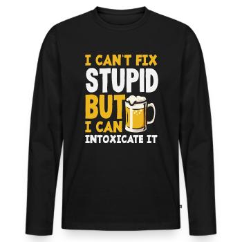 Le barman ne peut pas réparer bêtement, mais - T-shirt manches longues Premium bio Homme - noir - Devant - Nico (187cm)
