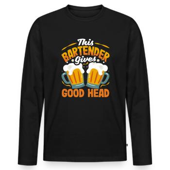 This bartender gives good foam - Men's Premium Organic Long Sleeve Shirt - black - Front - Nico (187cm)