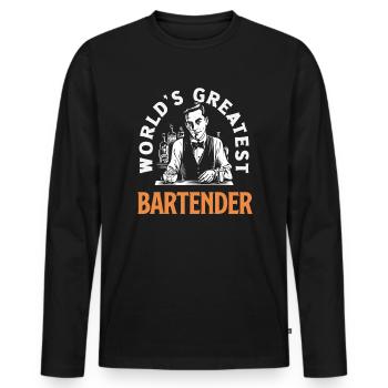 Meilleures œuvres d’art de barman au monde - T-shirt manches longues Premium bio Homme - noir - Devant - Nico (187cm)