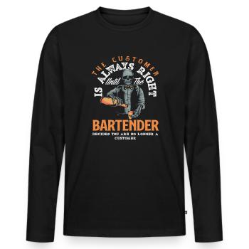 Le client a raison jusqu’à ce que le barman se décide - T-shirt manches longues Premium bio Homme - noir - Devant - Nico (187cm)