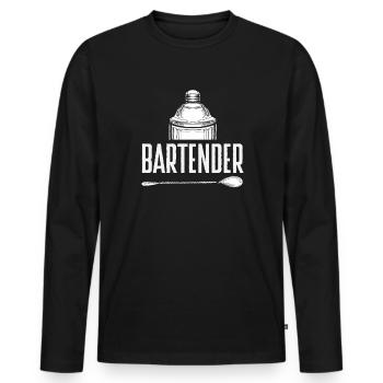 Style de barman classique avec shaker - T-shirt manches longues Premium bio Homme - noir - Devant - Nico (187cm)
