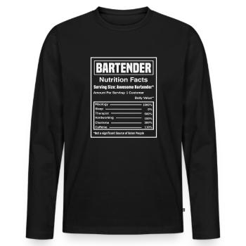 Barman Nutrition Facts Drôle - T-shirt manches longues Premium bio Homme - noir - Devant - Nico (187cm)