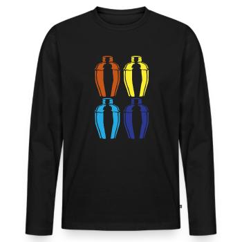 Art Shaker coloré pour les barmans - T-shirt manches longues Premium bio Homme - noir - Devant - Nico (187cm)