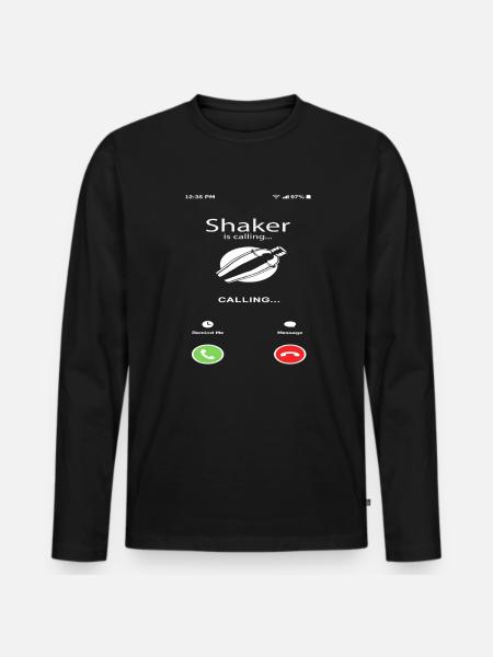 Shaker Calls Funny Bartender Saying - Men's Premium Organic Long Sleeve Shirt - black