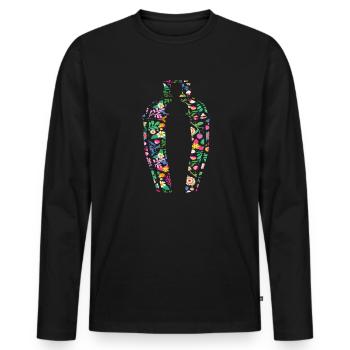 Inspiration Barman Fleurs Colorées - T-shirt manches longues Premium bio Homme - noir - Devant - Nico (187cm)