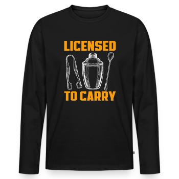 Bartender License To Wear Humor - Men's Premium Organic Long Sleeve Shirt - black - Front - Nico (187cm)