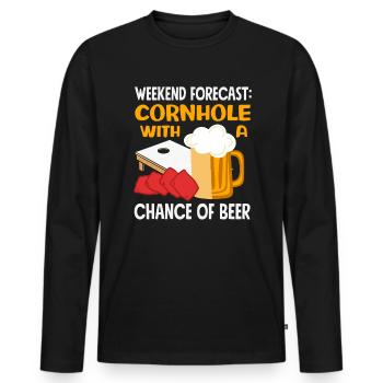 Prédiction du week-end des amateurs de cornhole - T-shirt manches longues Premium bio Homme - noir - Devant - Nico (187cm)