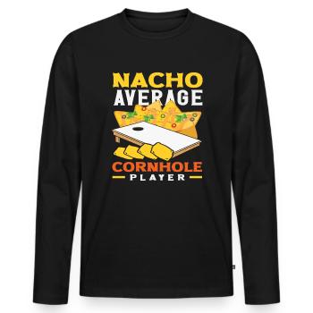 Nicht Dein Durchschnitts-Cornhole-Spieler - Männer Premium Bio Langarmshirt - Schwarz - Vorne - Nico (187cm)