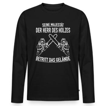 WOOD MAJESTY EXCELLENCE IN THE LAND - Men's Premium Organic Long Sleeve Shirt - black - Front - Nico (187cm)