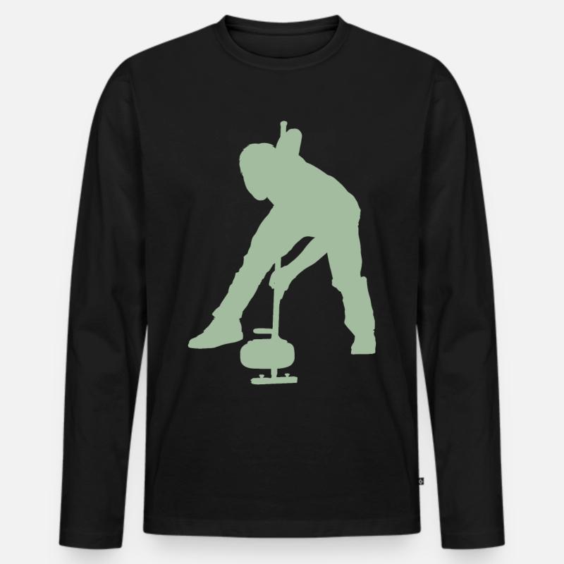 Curling Wintersport - Männer Premium Bio Langarmshirt - Schwarz