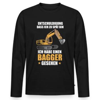 Bagger baustelle bauarbeiter baggerfahrer baggern - Männer Premium Bio Langarmshirt - Schwarz - Vorne - Nico (187cm)
