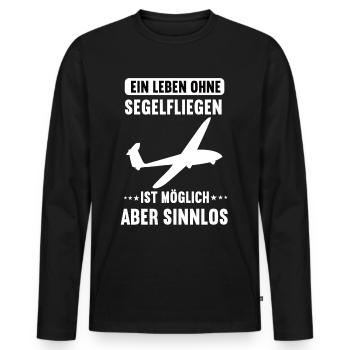 Segelflugzeug Segelflieger Segelfliegen Flugze - Männer Premium Bio Langarmshirt - Schwarz - Vorne - Nico (187cm)