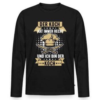 der koch hat immer recht Koch Köche Kochen Küche - Männer Premium Bio Langarmshirt - Schwarz - Vorne - Nico (187cm)