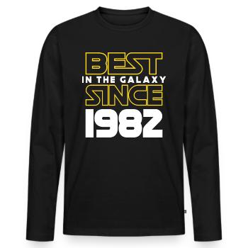 Best of the Galaxy 1982 40 Jahre Jubiläum - Männer Premium Bio Langarmshirt - Schwarz - Vorne - Nico (187cm)