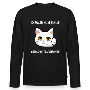 Katze Katzen Katzenliebhaber Lustige Katze Kater - Männer Premium Bio Langarmshirt - Schwarz - Vorne - Nico (187cm)