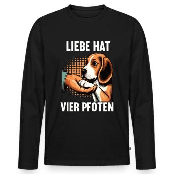 Liebe hat Vier Pfoten Beagle Beaglebesitzer Hund - Männer Premium Bio Langarmshirt - Schwarz - Vorne - Nico (187cm)