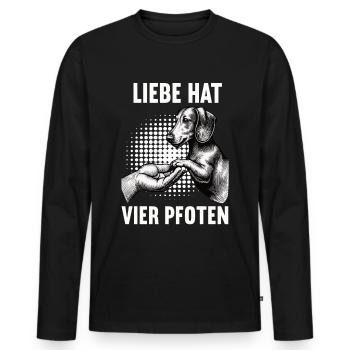 Liebe hat vier Pfoten Dackel Dachshund teckel - Männer Premium Bio Langarmshirt - Schwarz - Vorne - Nico (187cm)
