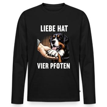 Liebe hat Vier Pfoten Berner Sennenhund Sennen - Männer Premium Bio Langarmshirt - Schwarz - Vorne - Nico (187cm)