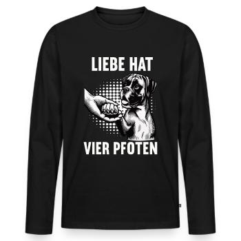 Liebe hat Vier Pfoten Boxer Boxerhalter Boxerhund - Männer Premium Bio Langarmshirt - Schwarz - Vorne - Nico (187cm)