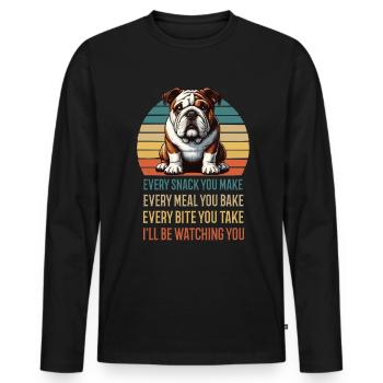 Every Snack you make English Bulldog Bully - Men's Premium Organic Long Sleeve Shirt - black - Front - Nico (187cm)
