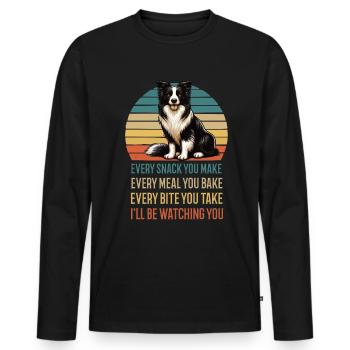 Chaque collation que vous préparez Border Collie - T-shirt manches longues Premium bio Homme - noir - Devant - Nico (187cm)
