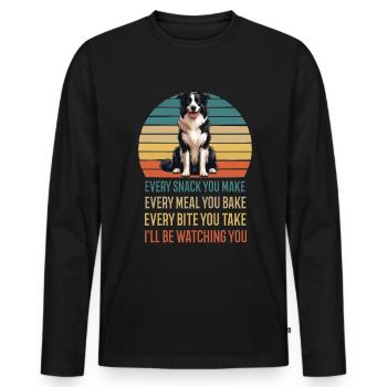 Chaque collation que vous préparez Border Collie - T-shirt manches longues Premium bio Homme - noir - Devant - Nico (187cm)