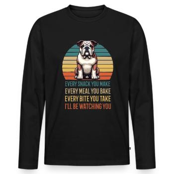 Every Snack you make English Bulldog Bully - Men's Premium Organic Long Sleeve Shirt - black - Front - Nico (187cm)