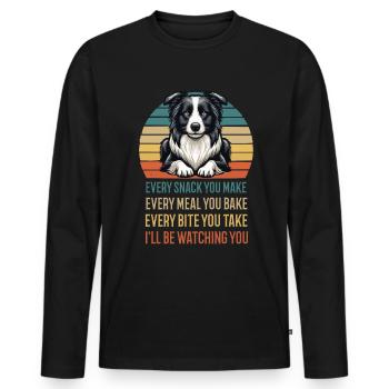 Chaque collation que vous préparez Border Collie - T-shirt manches longues Premium bio Homme - noir - Devant - Nico (187cm)