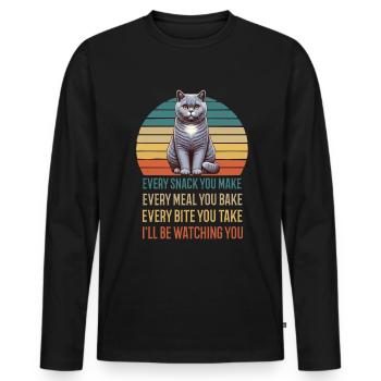 Chaque collation que vous préparez British Shorthair Cat Cats - T-shirt manches longues Premium bio Homme - noir - Devant - Nico (187cm)