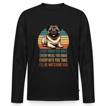 Every Snack you make Mops Möpse Mopsbesitzer - Männer Premium Bio Langarmshirt - Schwarz - Vorne - Nico (187cm)