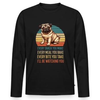Every Snack you make Mops Möpse Mopsbesitzer - Männer Premium Bio Langarmshirt - Schwarz - Vorne - Nico (187cm)