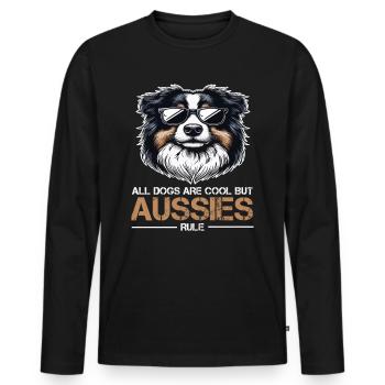 All Dogs are Cool Australian Shepherd Aussie - Men's Premium Organic Long Sleeve Shirt - black - Front - Nico (187cm)