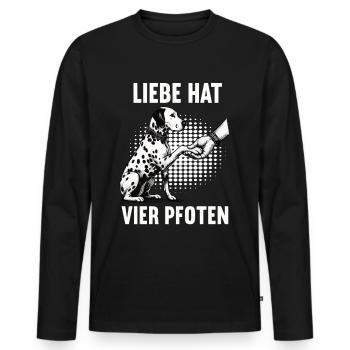 Liebe hat Vier Pfoten Dalmatiner Dalmatinerhalter - Männer Premium Bio Langarmshirt - Schwarz - Vorne - Nico (187cm)