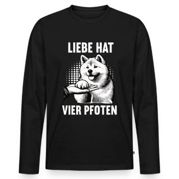 Liebe hat Vier Pfoten Akita Akitabesitzer Akitas - Männer Premium Bio Langarmshirt - Schwarz - Vorne - Nico (187cm)