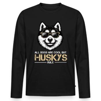Tous les chiens sont cool Husky Husky Propriétaire Husky Propriétaire Husky Propriétaire - T-shirt manches longues Premium bio Homme - noir - Devant - Nico (187cm)