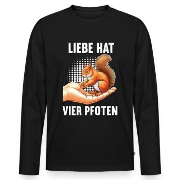 Liebe hat Vier Pfoten Eichhörnchen Eichhorn Nager - Männer Premium Bio Langarmshirt - Schwarz - Vorne - Nico (187cm)