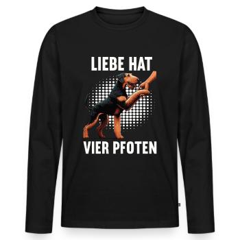 Liebe hat Vier Pfoten Airedale Terrier Airedales - Männer Premium Bio Langarmshirt - Schwarz - Vorne - Nico (187cm)