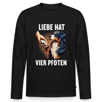 Liebe hat Vier Pfoten Australian Shepherd Aussie - Männer Premium Bio Langarmshirt - Schwarz - Vorne - Nico (187cm)