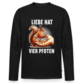 Liebe hat Vier Pfoten Eichhörnchen Eichhorn Nager - Männer Premium Bio Langarmshirt - Schwarz - Vorne - Nico (187cm)