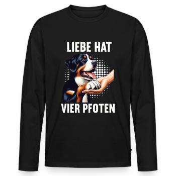 Liebe hat Vier Pfoten Appenzeller Sennenhund Senne - Männer Premium Bio Langarmshirt - Schwarz - Vorne - Nico (187cm)