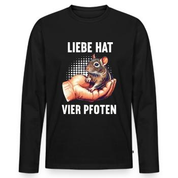Liebe hat Vier Pfoten Degu Degubesitzer Deguhalter - Männer Premium Bio Langarmshirt - Schwarz - Vorne - Nico (187cm)