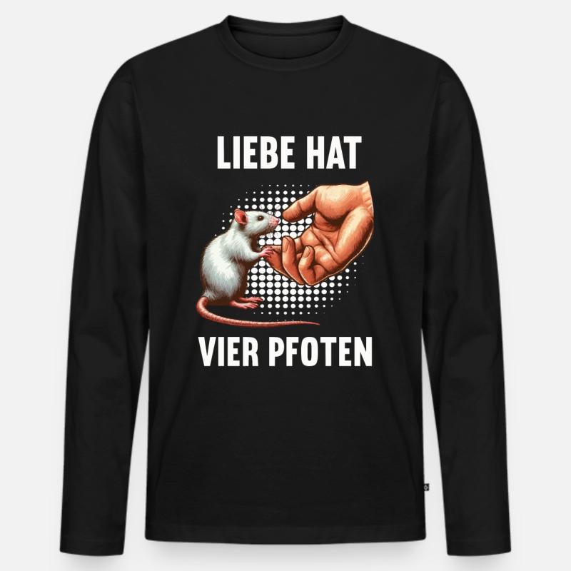 Liebe hat Vier Pfoten Ratte Ratten nagetier - Männer Premium Bio Langarmshirt - Schwarz