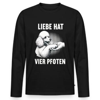 Liebe hat Vier Pfoten Pudel Pudelbesitzer Pudeln - Männer Premium Bio Langarmshirt - Schwarz - Vorne - Nico (187cm)