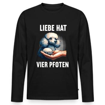 Liebe hat Vier Pfoten Pudel Pudelbesitzer Pudeln - Männer Premium Bio Langarmshirt - Schwarz - Vorne - Nico (187cm)