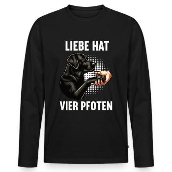 Liebe hat Vier Pfoten Labrador Labradorbesitzer - Männer Premium Bio Langarmshirt - Schwarz - Vorne - Nico (187cm)