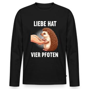 Liebe hat Vier Pfoten Igel Igelliebhaber Igelfan - Männer Premium Bio Langarmshirt - Schwarz - Vorne - Nico (187cm)