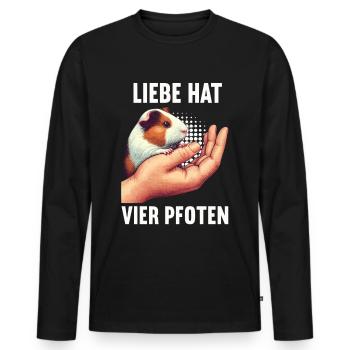 Liebe hat Vier Pfoten Meerschweinchen Meerschwein - Männer Premium Bio Langarmshirt - Schwarz - Vorne - Nico (187cm)