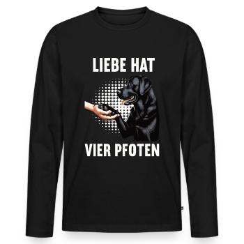 Liebe hat Vier Pfoten Labrador Labradorbesitzer - Männer Premium Bio Langarmshirt - Schwarz - Vorne - Nico (187cm)
