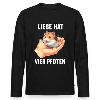 Liebe hat Vier pfoten Hamster Goldhamster Nager - Männer Premium Bio Langarmshirt - Schwarz - Vorne - Nico (187cm)