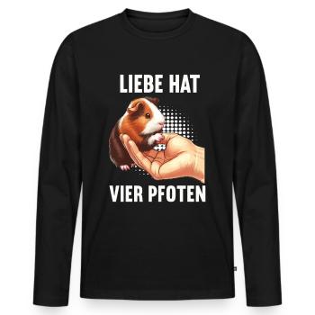 Liebe hat Vier Pfoten Meerschweinchen Meerschwein - Männer Premium Bio Langarmshirt - Schwarz - Vorne - Nico (187cm)